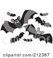 Poster, Art Print Of Swarm Of Black Flying Bats And Yellow Eyes