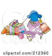 Royalty Free RF Clipart Illustration Of An Octopus Teacher By Books