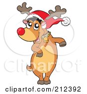 Royalty Free RF Clipart Illustration Of A Happy Dancing Christmas Reindeer by visekart
