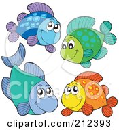 Royalty Free RF Clipart Illustration Of A Digital Collage Of Four Marine Fish 2
