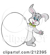 Royalty Free RF Clipart Illustration Of A Happy Easter Rabbit With A Blank White Egg