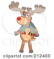 Royalty Free RF Clipart Illustration Of A Happy Reindeer Wearing A Scarf by visekart