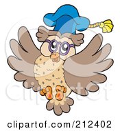 Royalty Free RF Clipart Illustration Of An Owl Teacher Flying