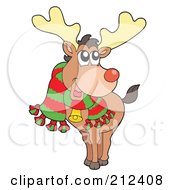 Poster, Art Print Of Happy Christmas Elk Wearing A Scarf