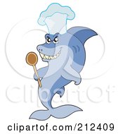 Poster, Art Print Of Chef Shark Holding A Spoon