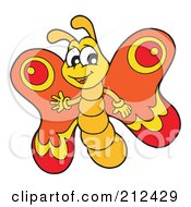 Royalty Free RF Clipart Illustration Of A Cute Orange Butterfly Flying