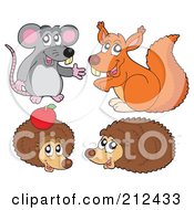 Digital Collage Of A Rat Squirrel And Hedgehogs