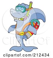 Poster, Art Print Of Scuba Shark With Gear