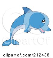 Royalty Free RF Clipart Illustration Of A Cute Dolphin Jumping