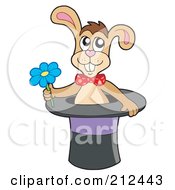 Magician Rabbit In A Hat With A Flower