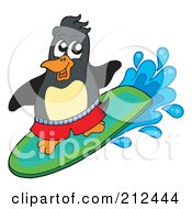 Poster, Art Print Of Cute Penguin Surfing