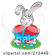 Royalty Free RF Clipart Illustration Of A Happy Rabbit Giving A Red Heart