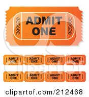 Digital Collage Of Orange Admit One Tickets