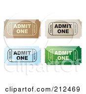 Poster, Art Print Of Digital Collage Of Brown Beige Blue And Green Admit One Tickets