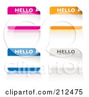Poster, Art Print Of Digital Collage Of Pink Orange Blue And White My Name Is Stickers