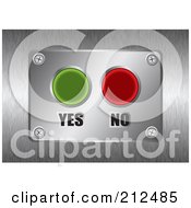 Royalty Free RF Clipart Illustration Of Red And Green Buttons On A Silver Plate Over Brushed Metal by michaeltravers