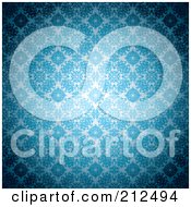 Royalty Free RF Clipart Illustration Of A Light Shining On A Blue Gothic Patterned Background