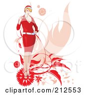 Poster, Art Print Of Stylish Christmas Woman Chewing On Her Glasses With Foliage