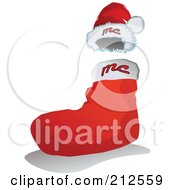 Royalty Free RF Clipart Illustration Of A MC Santa Hat Over A Christmas Stocking