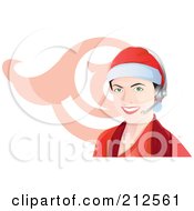Poster, Art Print Of Call Center Woman Wearing A Santa Hat And Headset