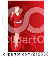 Christmas Woman Chewing On Her Glasses Over Red Foliage