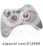 Royalty Free RF Clipart Illustration Of A Gray Video Game Controller With Buttons And Knobs