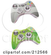 Royalty Free RF Clipart Illustration Of A Digital Collage Of Green And Gray Video Game Controller With Buttons And Knobs by YUHAIZAN YUNUS #COLLC212566-0081