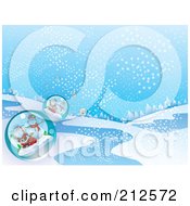 Poster, Art Print Of Background Of Santa And Snowman Snow Globes In A Wintry Landscape