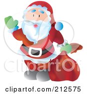 Poster, Art Print Of Happy Santa Looking Up And Waving