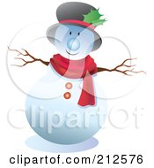 Poster, Art Print Of Cute Snowman Wearing Holly In His Hat