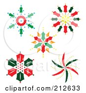 Poster, Art Print Of Digital Collage Of Colorful Christmas Snowflake Designs - 1