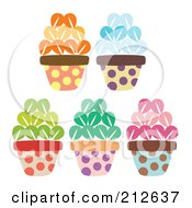 Royalty Free RF Clipart Illustration Of A Digital Collage Of Colorful Flowers In Pots