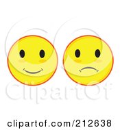 Poster, Art Print Of Digital Collage Of Yellow Smiley And Sad Faces