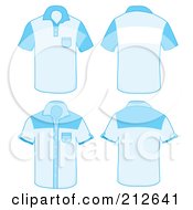 Royalty Free RF Clipart Illustration Of A Digital Collage Of Four Blue Shirts Front And Back