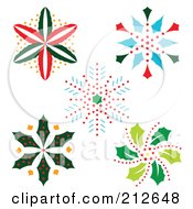 Poster, Art Print Of Digital Collage Of Colorful Christmas Snowflake Designs - 2