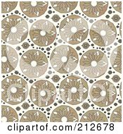 Royalty Free RF Clipart Illustration Of A Seamless Repeat Background Of Brown Flower Circles On Beige