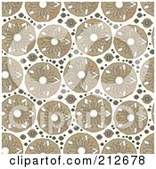 Poster, Art Print Of Seamless Repeat Background Of Brown Flower Circles On Beige