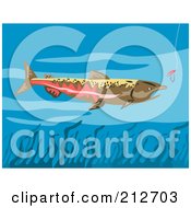 Royalty Free RF Clipart Illustration Of A Chinook Salmon Near A Hook