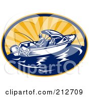 Royalty Free RF Clipart Illustration Of A Fishing Boat Logo