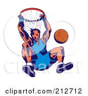 Royalty Free RF Clipart Illustration Of A Basketballer Grabbing A Hoop
