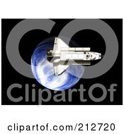 Royalty Free RF Clipart Illustration Of A Space Shuttle Over Earth by patrimonio