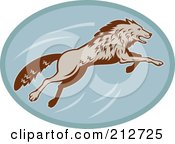 Royalty Free RF Clipart Illustration Of A Leaping Wolf Logo