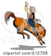 Royalty Free RF Clipart Illustration Of A Rodeo Cowboy Riding A Horse 6