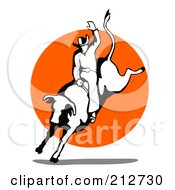 Poster, Art Print Of Rodeo Cowboy Riding A Bull - 1