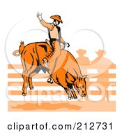 Poster, Art Print Of Rodeo Cowboy Riding A Bull - 2