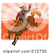 Poster, Art Print Of Rodeo Cowboy Riding A Horse - 3