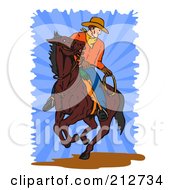 Poster, Art Print Of Cowboy On A Brown Horse