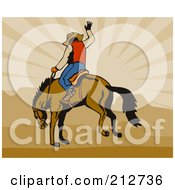 Royalty Free RF Clipart Illustration Of A Rodeo Cowboy Riding A Horse 4