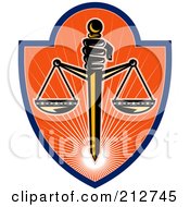 Royalty-Free (RF) Clipart Illustration of a Scales Of Justice Logo by patrimonio #COLLC212745-0113
