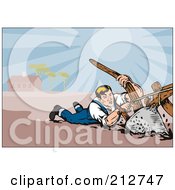 Royalty Free RF Clipart Illustration Of A Farmer Holding Onto The Plough